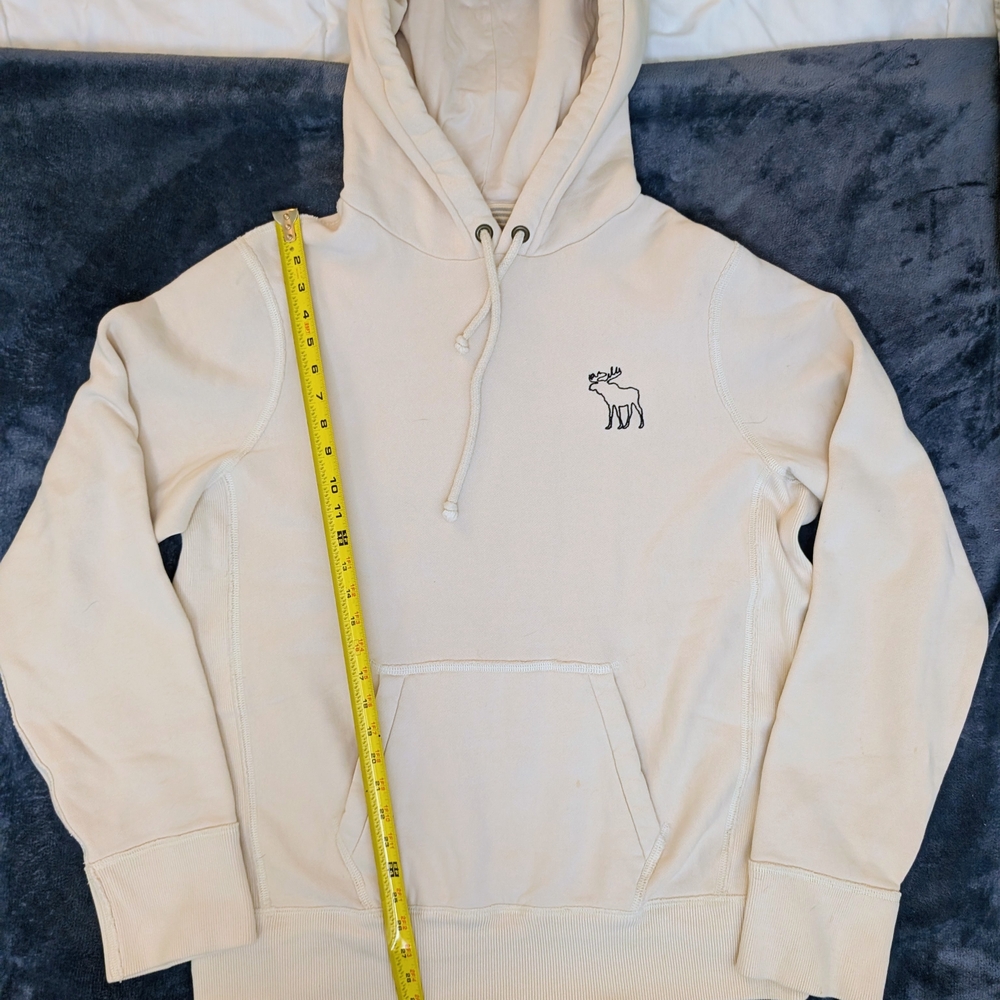 Vintage Abercrombie & Fitch Off-White Hoodie with Moose Logo Muscle Fit. - Picture 3 of 8